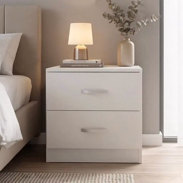 SPETLEK White 2 Drawer Bedside Cabinet – 1
