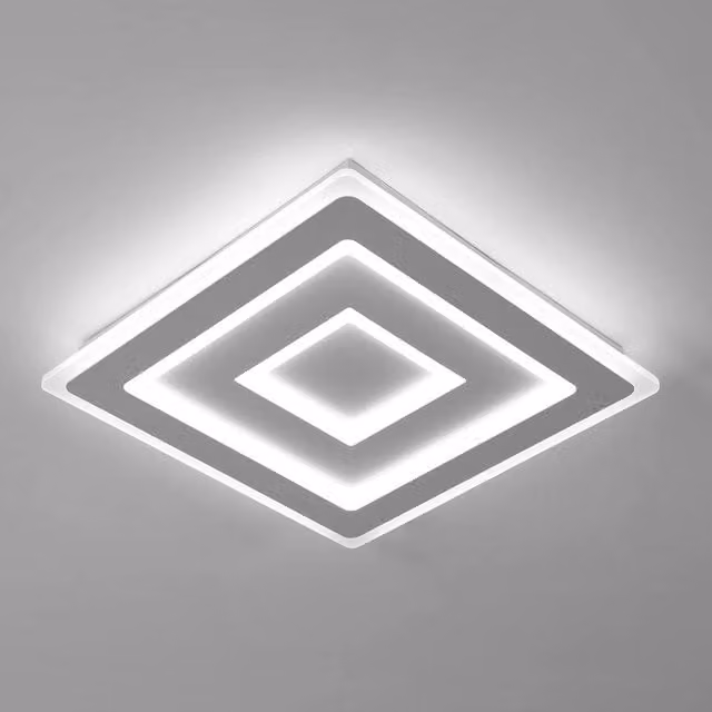 Pheashine Modern White Square LED Ceiling Light, 52W, 6500K Cool White, W: 40 cm, D: 40 cm, H: 5 cm