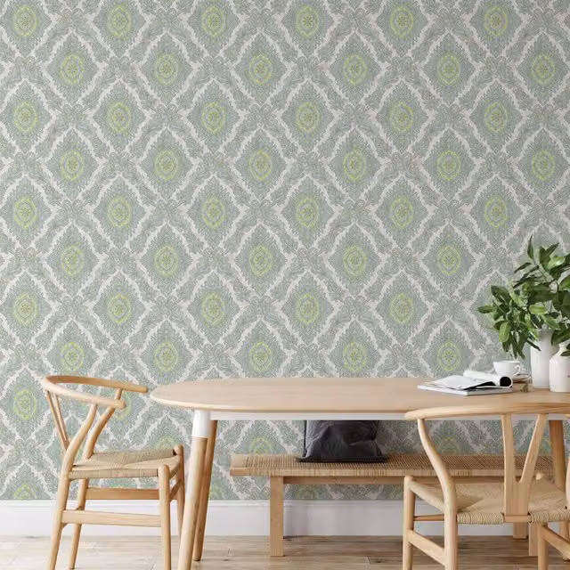 Wallquest Classic Floral Abstract Wallpaper in Green