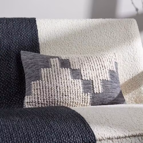HOEM Himal Woven Knot Cotton Cushion in Dusk Blue, W/D/H: 30 x 50 cm
