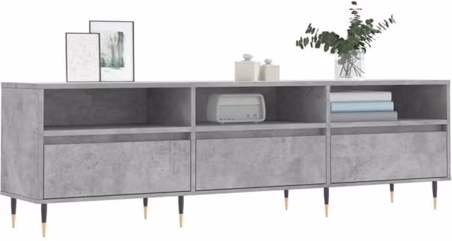 Berkfield Home Industrial TV Cabinet in Concrete Grey, W/D/H: 150 x 30 x 44.5 cm – 1