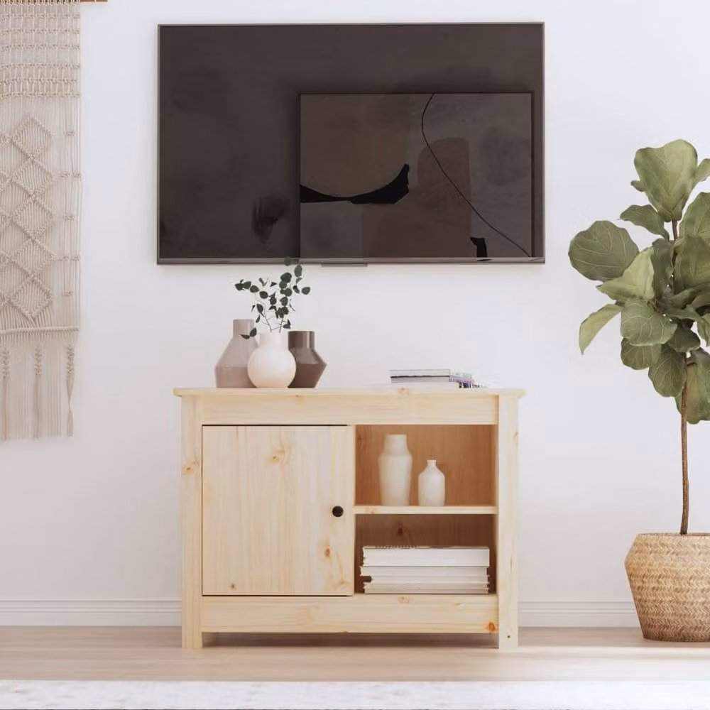 Berkfield Home Rustic Solid Wood Pine TV Cabinet, Light Brown, W: 70 cm, D: 36.5 cm, H: 52 cm – 2