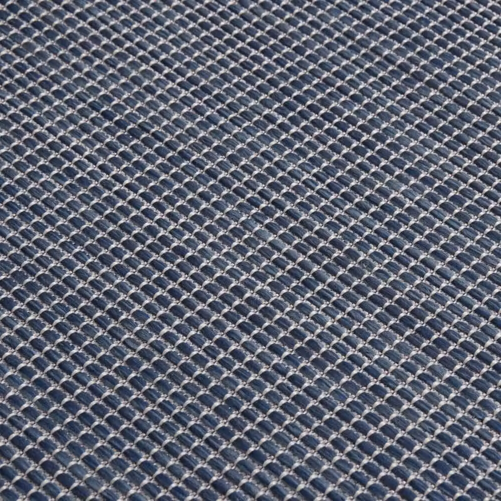 Berkfield Home Blue Outdoor Flatweave Round Rug, W: 100 cm x D: 100 cm – 2