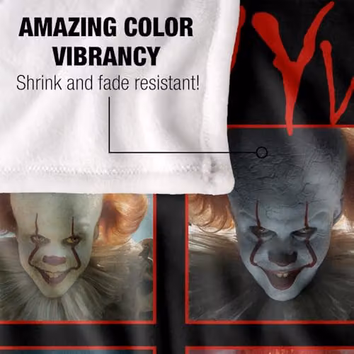LOGOVISION It Chapter 2 Pennywise Squares Super Soft Fleece Throw Blanket, Multicolour, W: 152 cm, D: 127 cm – 3