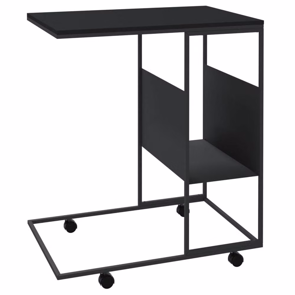 Berkfield Home Black Side Table with Castors, W/D/H: 55 x 36 x 63.5 cm – 4