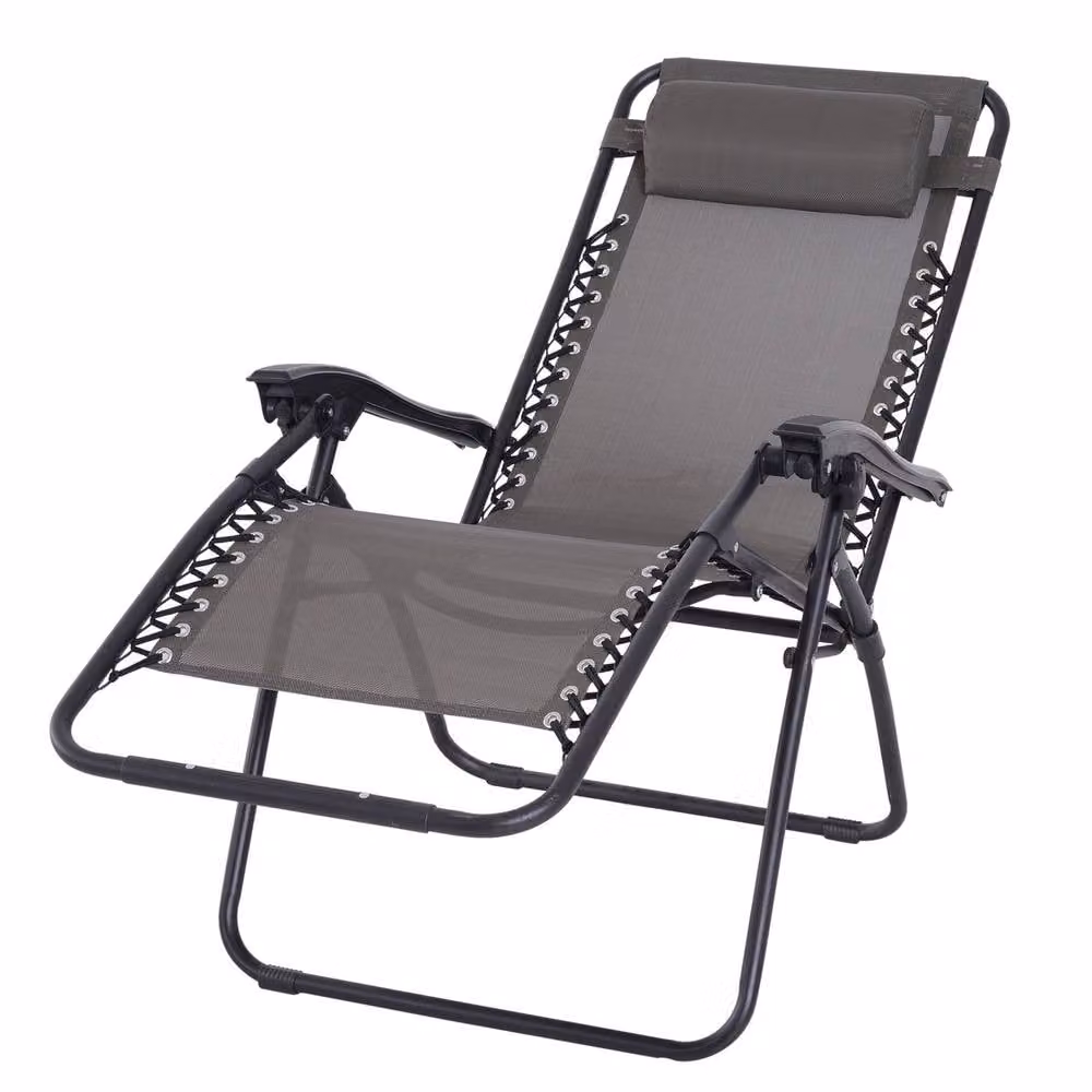 ERGOVEXA Zero Gravity Outdoor Armchair with Powder Coated Steel Frame and Textilene Fabric in Grey – 3