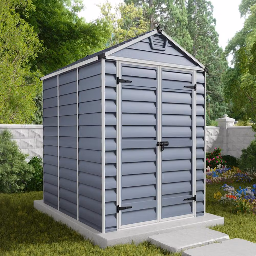 Palram Skylight Polycarbonate and Aluminium Shed in Dark Grey, L229 x W185.4 x H217 cm – 2