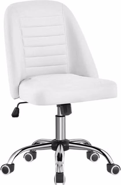 Kelvenix White Faux Leather Mid Back Office Task Chair