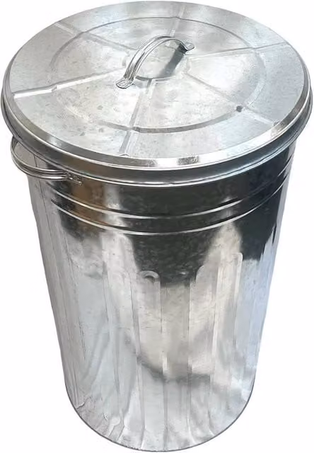 FLAVORA 110 Litre Extra Large Galvanised Steel Bin with Flip Lid in Silver
