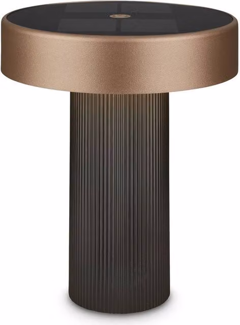 Briloner Poga Rechargeable LED Table Lamp with Solar Panel, Dimmable Touch Control, IP44 Weatherproof, Anthracite Bronze Metallic, H x W x D: 20 x 16 x 16 cm