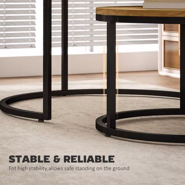 HOMCOM 2 Piece Nesting Coffee Table Set in Brown