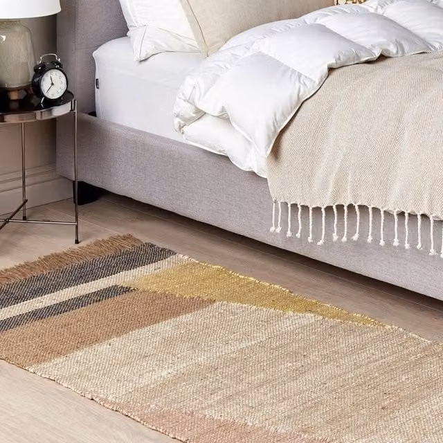 Wyld and Coco Brown Geometric Handwoven Jute Rug, W: 80 cm, L: 150 cm