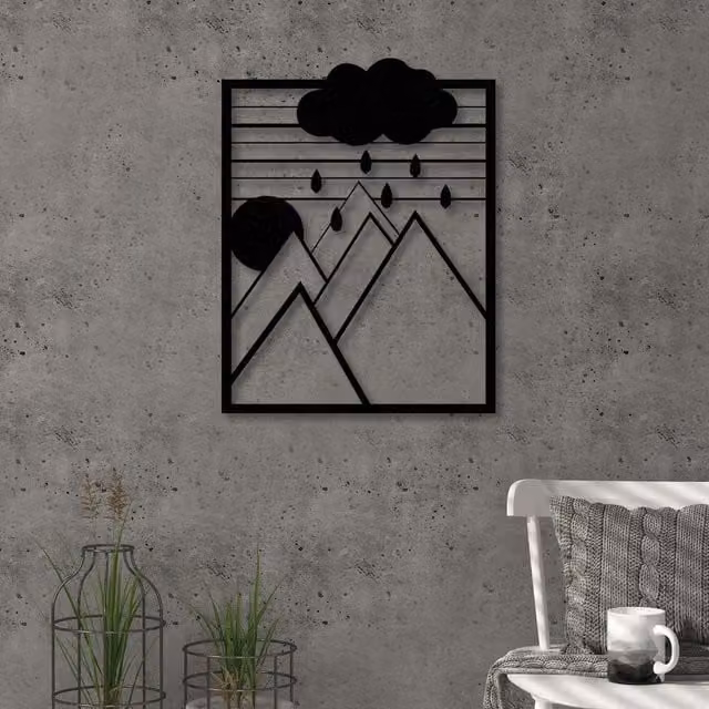 Decortie Dreamer Minimalist Metal Wall Art Hanging Sculpture in Black – 1