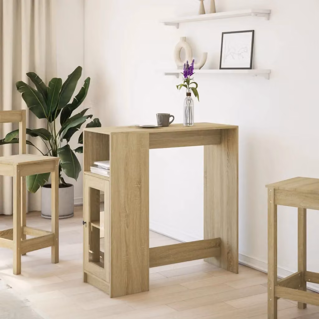 Berkfield Home Bar Table with Racks in Sonoma Oak Brown, W/D/H: 101 x 40 x 103.5 cm – 2