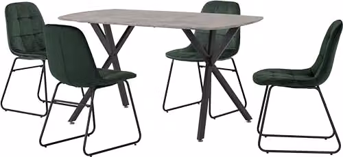 Seconique Athens Rectangular Dining Set with Concrete Effect Table and 4 Green Lukas Chairs – 1
