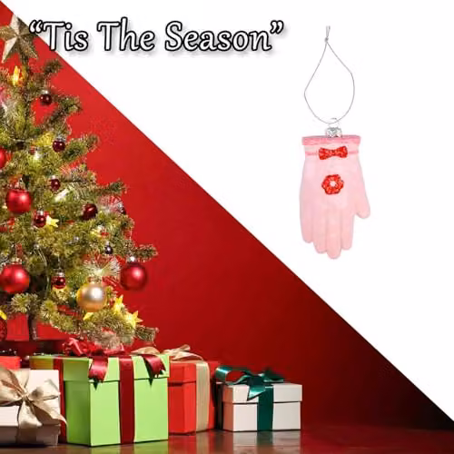 VFM e-Store Pink Glitter Glove Hanging Christmas Tree Ornament, W/D/H: 12.5 x 6 x 2.5 cm – 6