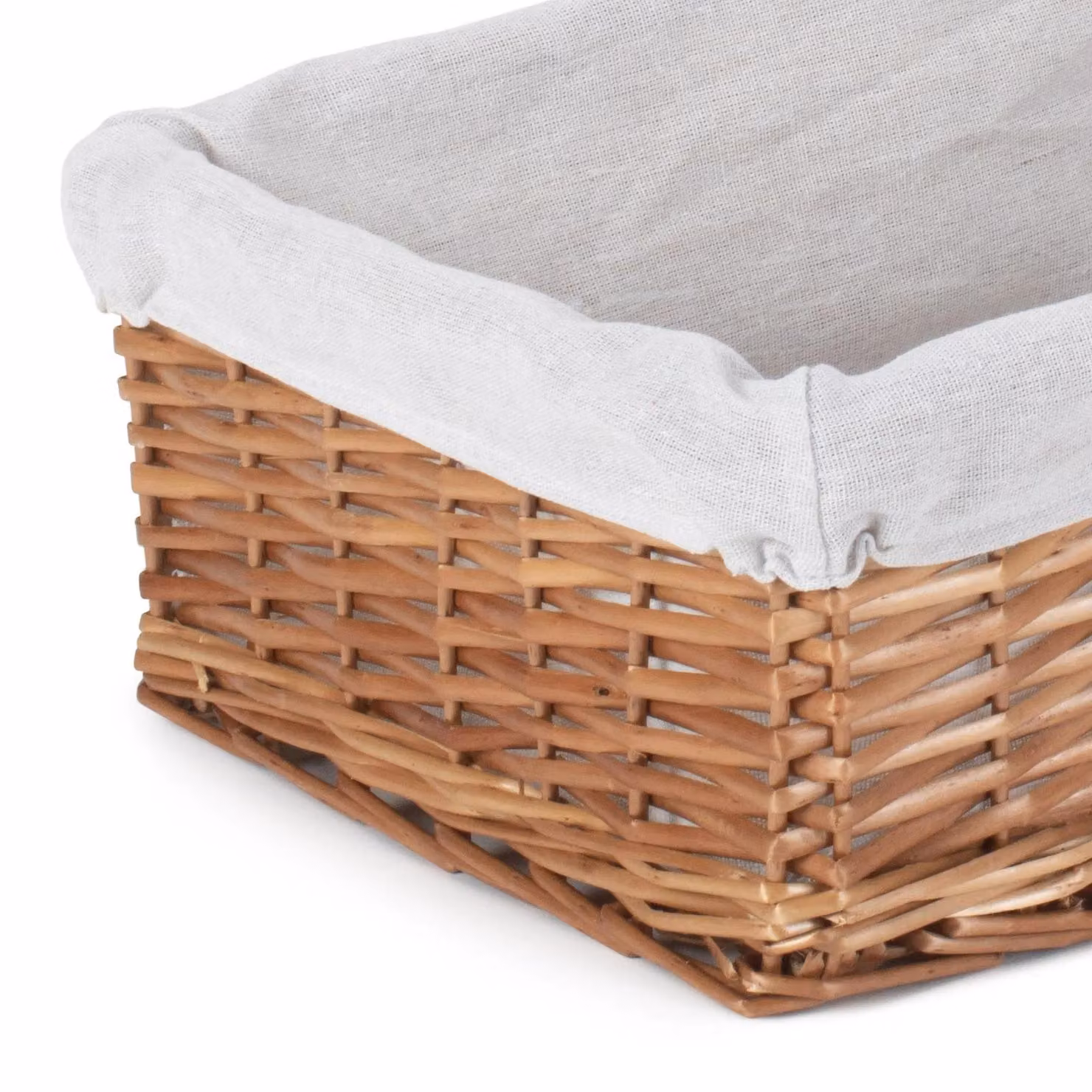 Set of 3 Red Wicker Storage Baskets with White Cotton Lining – 2