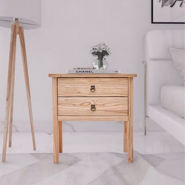 Cabinet Bits Montese 2 Drawer Bedside Table in Brown and Sand
