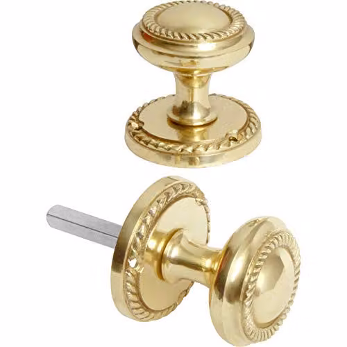 Golden Grace Georgian Sprung Mortice Door Knob Pair in Polished Brass
