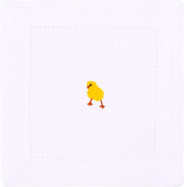 Mafra White Linen Table Linens with Embroidered Easter Motifs W/D/H: 50 x 50 x 2 cm