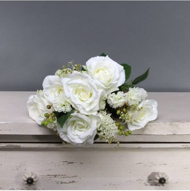 KDMD Tintagel White Rose Bush Floral Tabletop Decoration – 1