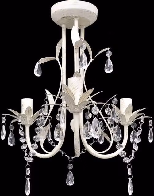 Berkfield Home Set of 4 Crystal Pendant Ceiling Lamps in White