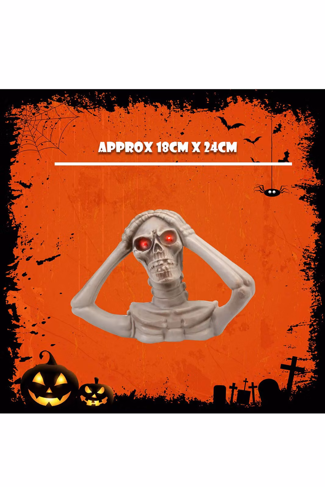 VFM e-Store Halloween Skeleton Bust with LED Eyes in White, Height: 18 cm – 7