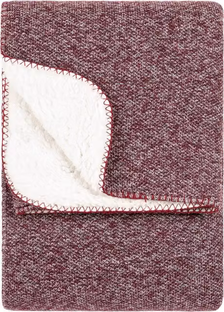 Nurrel Knitted Reversible Double Face Fleece Throw in Berry