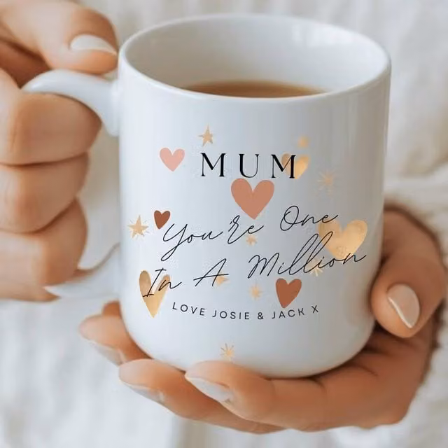 Aye Do Gifts Personalised Mum You're One in A Million Ceramic Mug in White and Gold