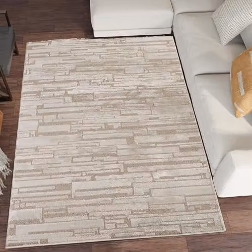 Desire Rugs Modern Rectangular Area Rug in Brown and Beige, W: 80 cm, L: 150 cm