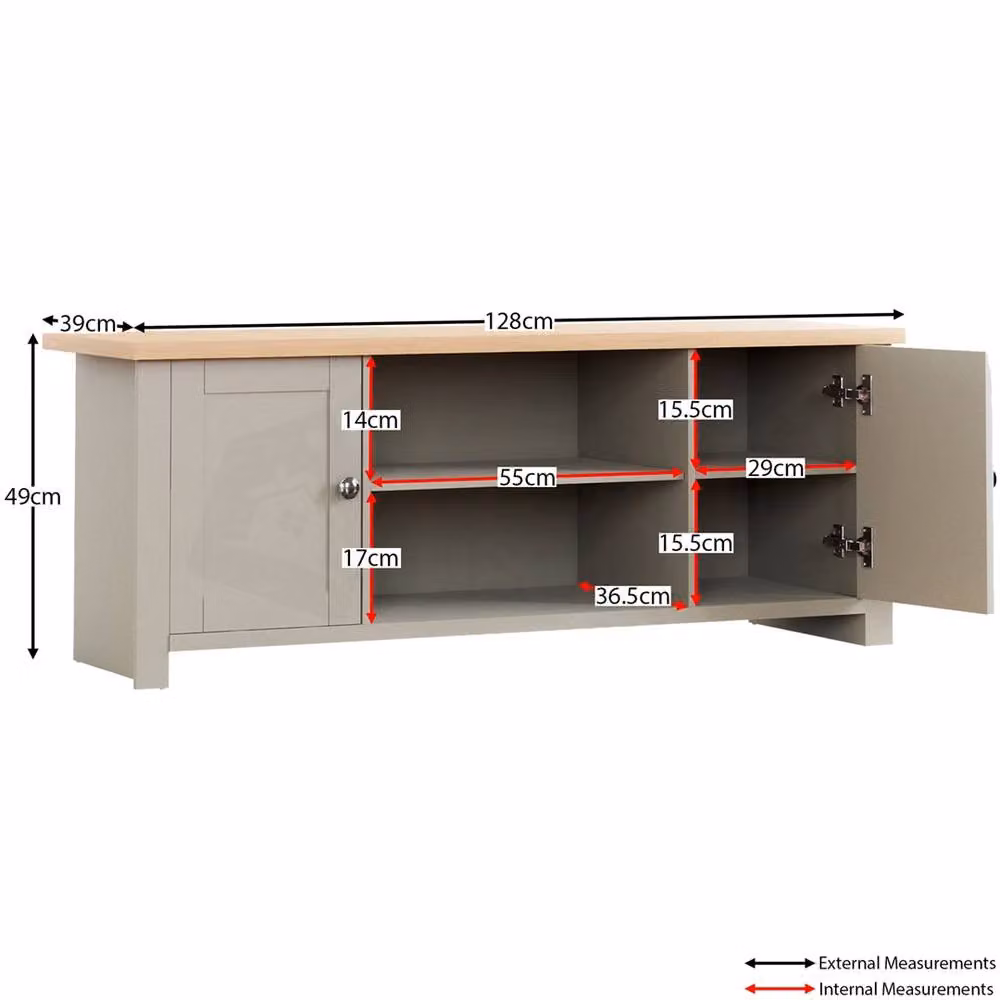 SPETLEK Grey Oak TV Cabinet Stand Sideboard with 2 Doors – 2