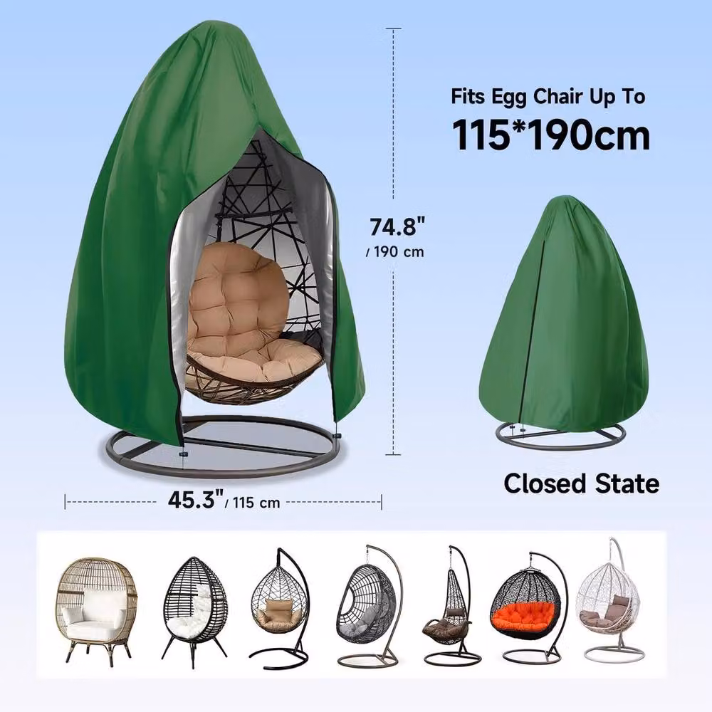 EONLION Waterproof Hanging Swing Egg Chair Cover in Green, Diameter: 100 cm – 2
