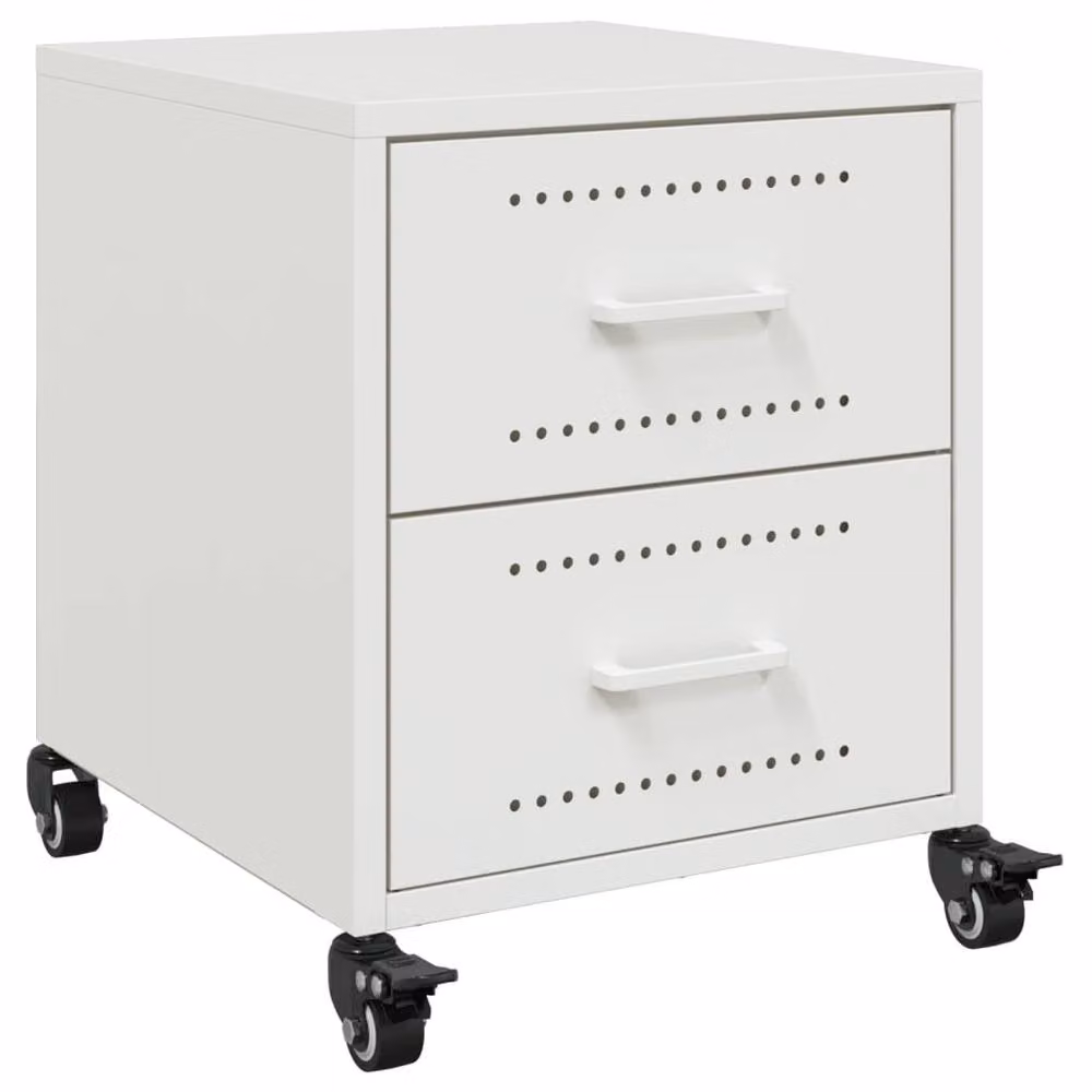 Berkfield Home Stylish White Metal Bedside Cabinet W/D/H: 36 x 39 x 43.5 cm – 2