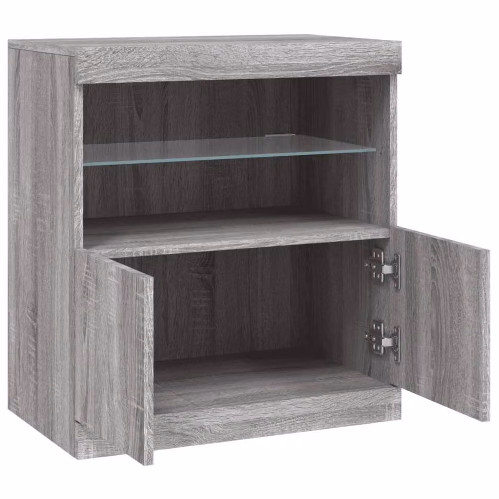 Berkfield Home Modern Grey Sideboard with Integrated LED Lights W: 60 cm, D: 37 cm, H: 67 cm – 6