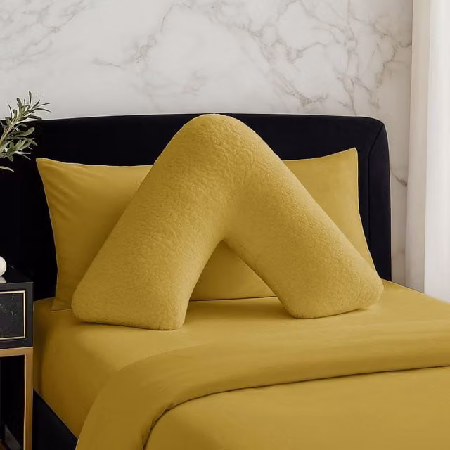 Snug City Teddy Fleece V Shaped Pillowcase in Yellow