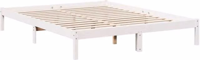 Berkfield Home Extra Long Decorative Bed Frame in White Solid Pine Wood, W/D/H: 200 x 220 cm