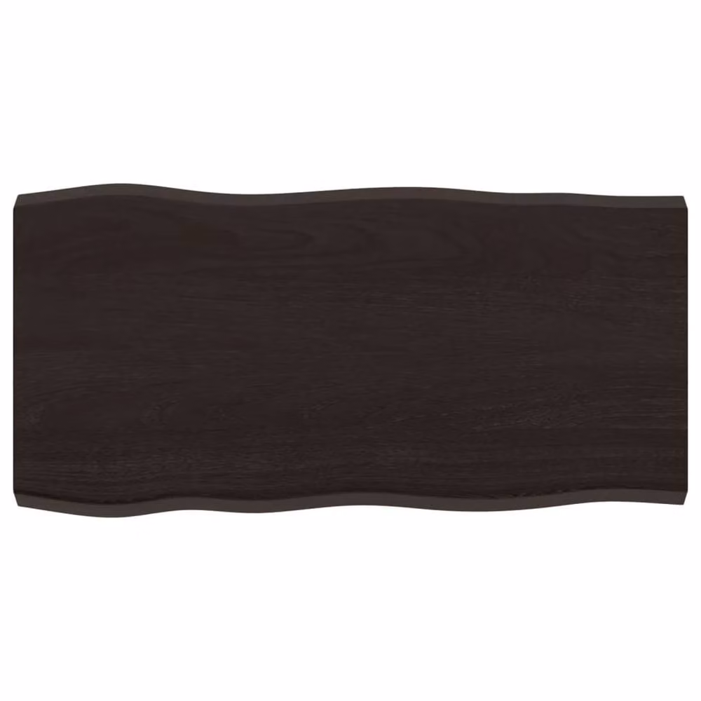 Berkfield Home Live Edge Table Top in Charcoal Grey, Treated Solid Oak, W: 80 cm, D: 40 cm, H: 2-4 cm – 2