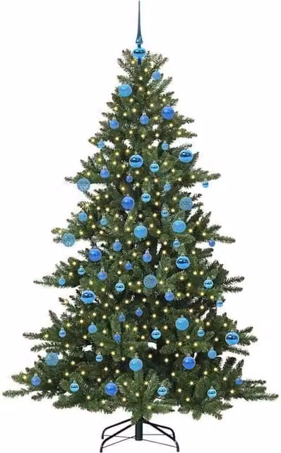 Berkfield Home Elegant Green PVC Artificial Hinged Christmas Tree with 300 Warm White LEDs, Height: 180 cm
