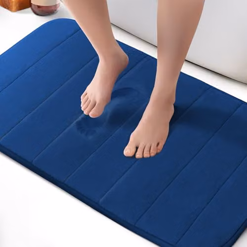 Keplin Memory Foam Bath Mat, Blue, W: 50 cm, L: 80 cm
