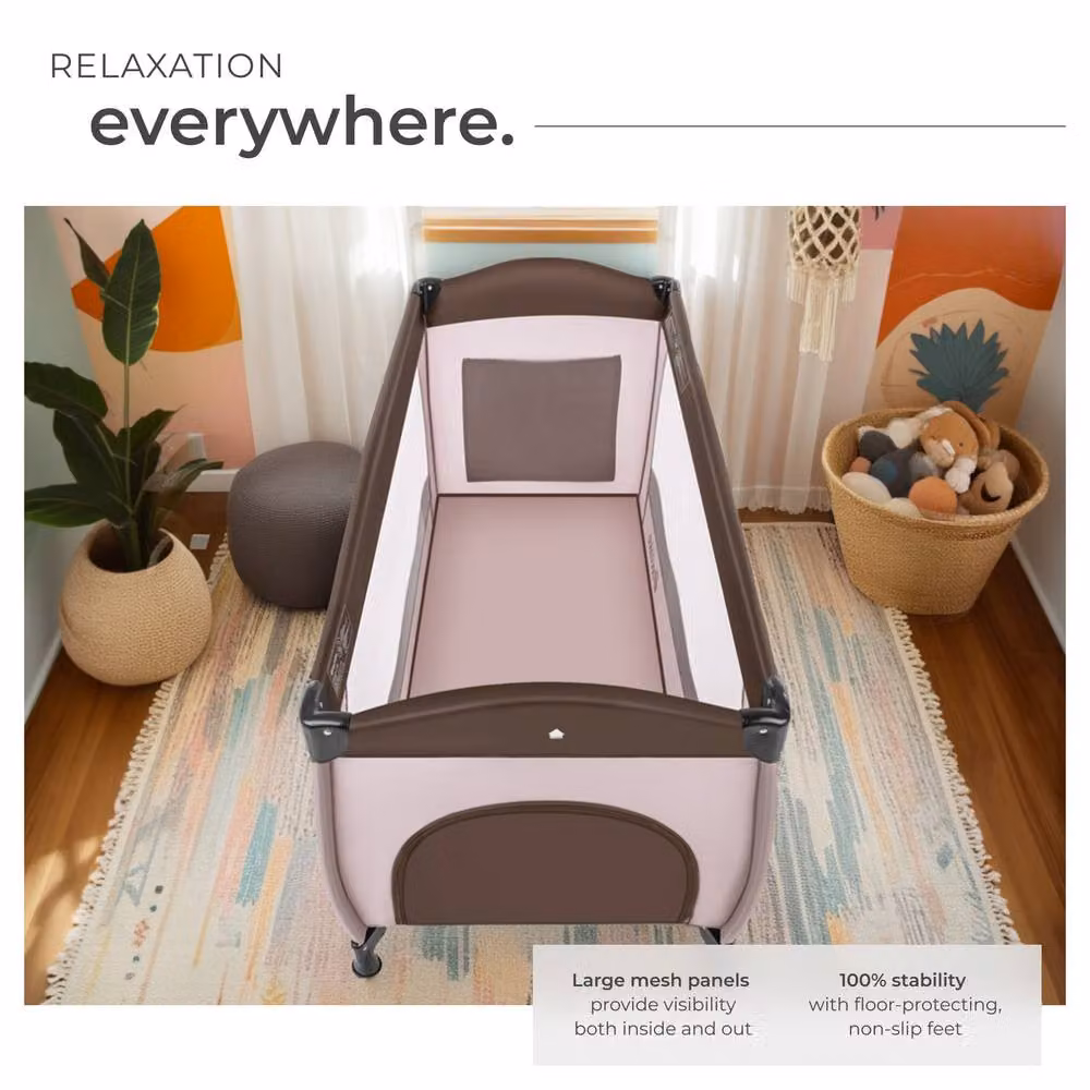 tectake Travel Cot in Brown, Large – 4