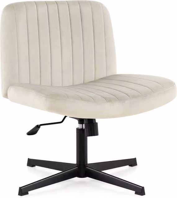 Costway Modern Armless Cross Legged Task Chair in Beige Velvet