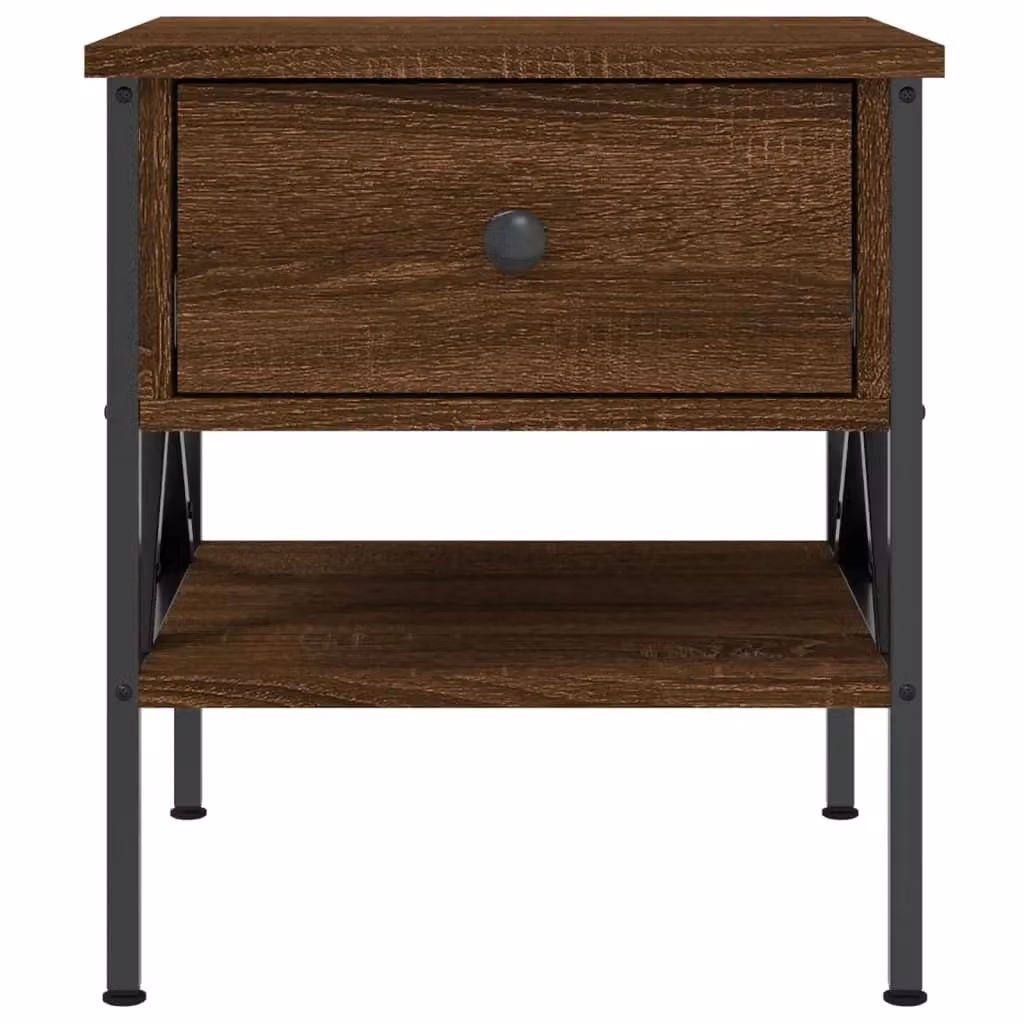 Berkfield Home Set of 2 Brown Oak Bedside Tables, W/D/H: 40 x 42 x 45 cm – 5