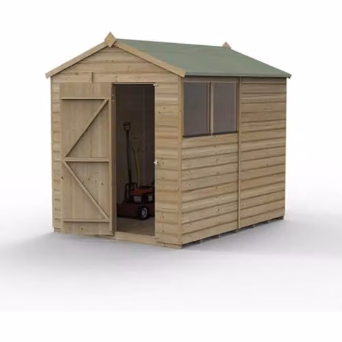 Forest Garden Brown Shiplap Apex Wooden Garden Shed with 2 Windows