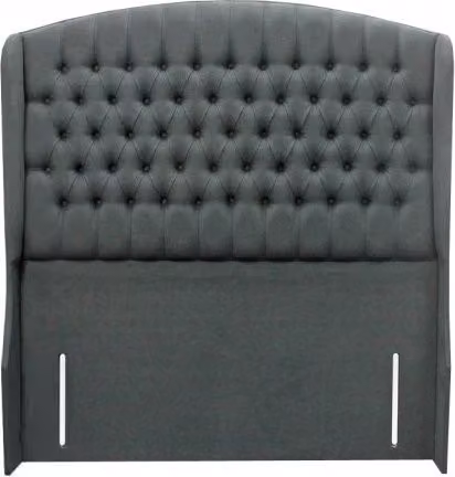 ASC Duchess Grand Lux Grey Velvet Upholstered Chesterfield Fabric Floor Standing Headboard for Small Single Beds