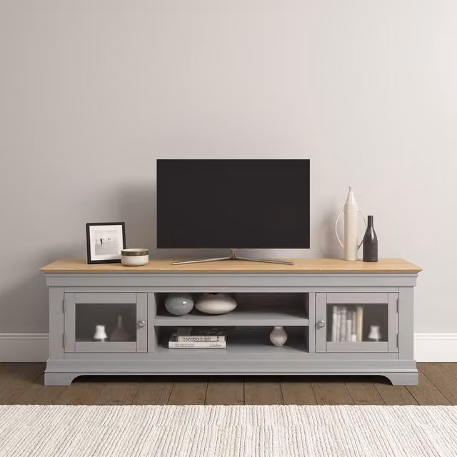 Seconique Bordeaux Oak TV Stand in Grey