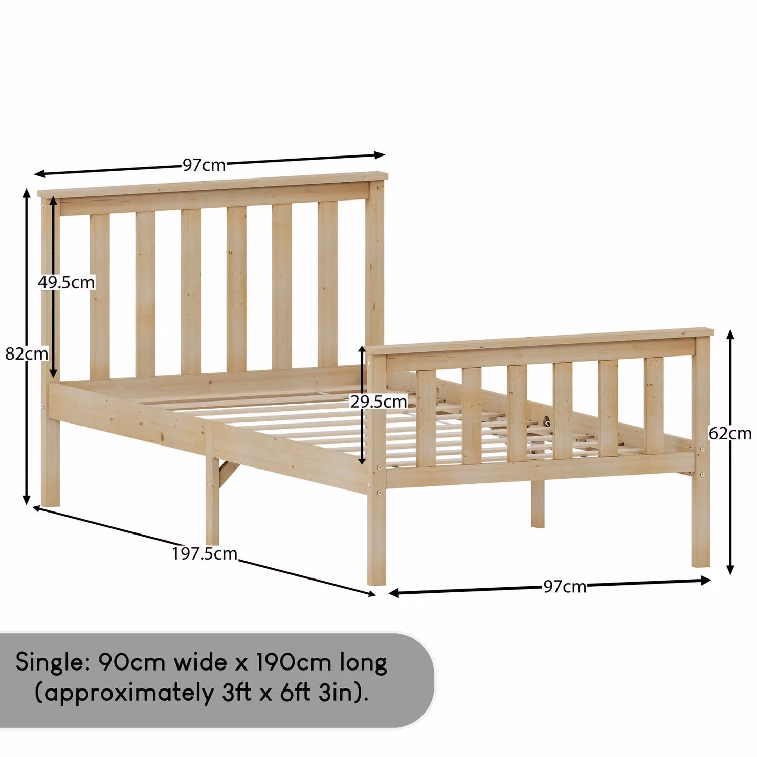 Vida Designs Milan Single Wooden Bed Frame in Brown – 2