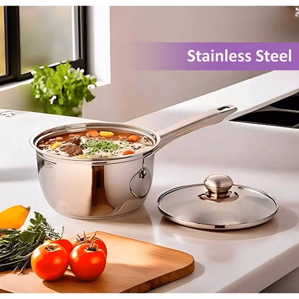 FLAVORA Stainless Steel Saucepan Set in Silver – 3