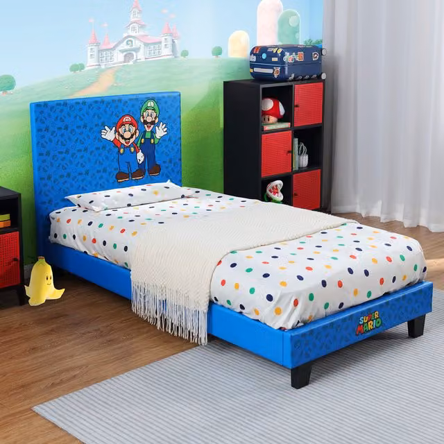 X Rocker Upholstered Childrens Gaming Bed in Blue and Red, W/D/H: 90 x 190 cm