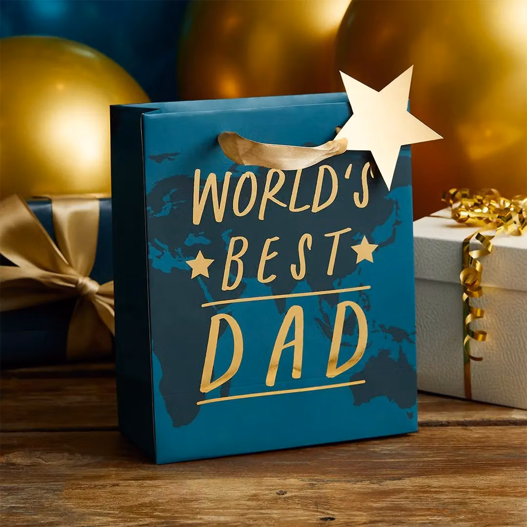 Club Green World's Best Dad Paper Gift Bag, Multicolour and Blue, Pack of 1 – 3