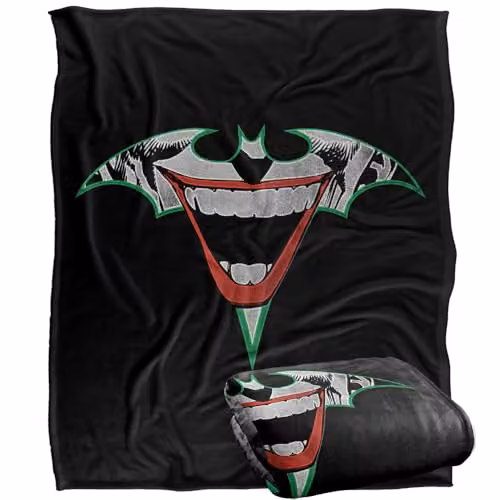 Warner Bros. Batman Joker Bat Logo Super Soft Fleece Throw Blanket, Multicolour, W: 127 cm x H: 152 cm